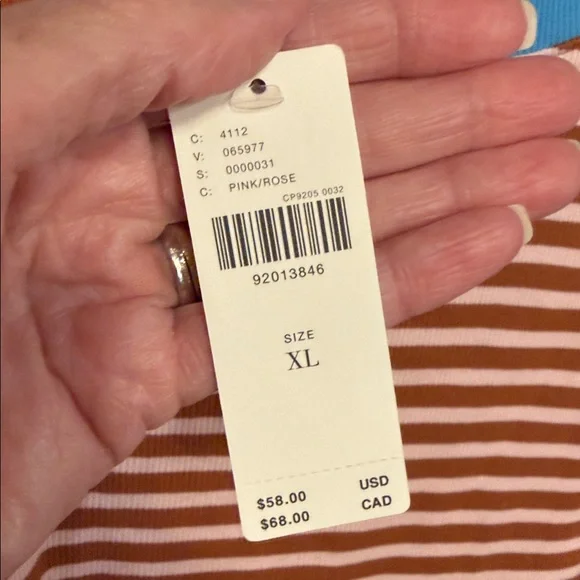 Maeve brown & White Striped Tee with Blue Trim - Picture 8 of 8